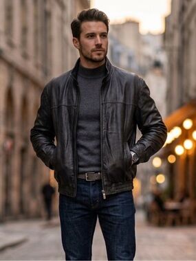 Zilli Albo Lambskin Silk Lined Men’s Bomber Jacket